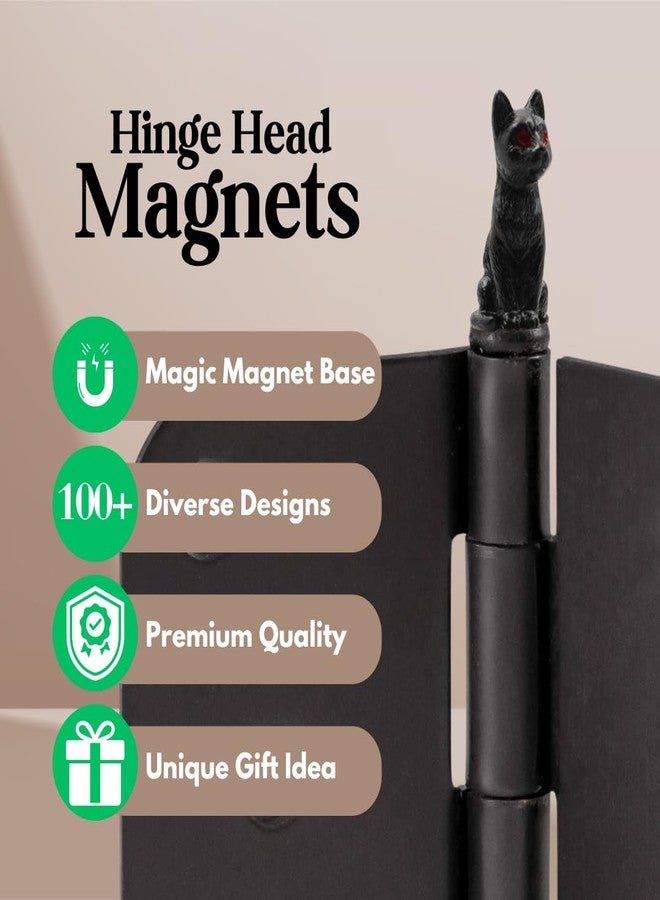 Wallertree Black Cat Hinge Heads Decorative Topper Set of 6 - Magnetic Door Hinge Toppers - Animal Hinge Head Home Deoration - Image 3